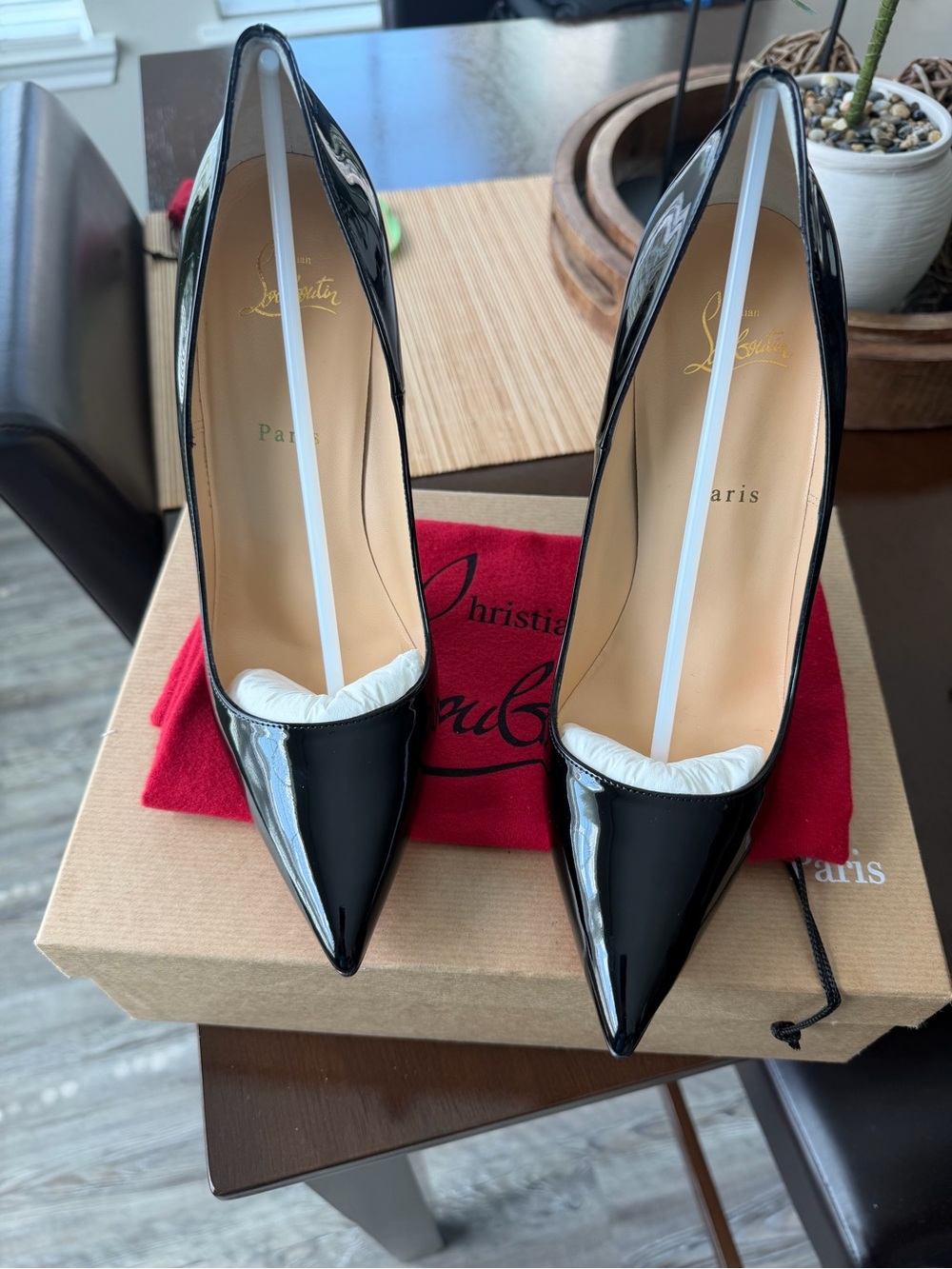 Christian Louboutin So Kate Black Patent Pointed Toe Pumps
